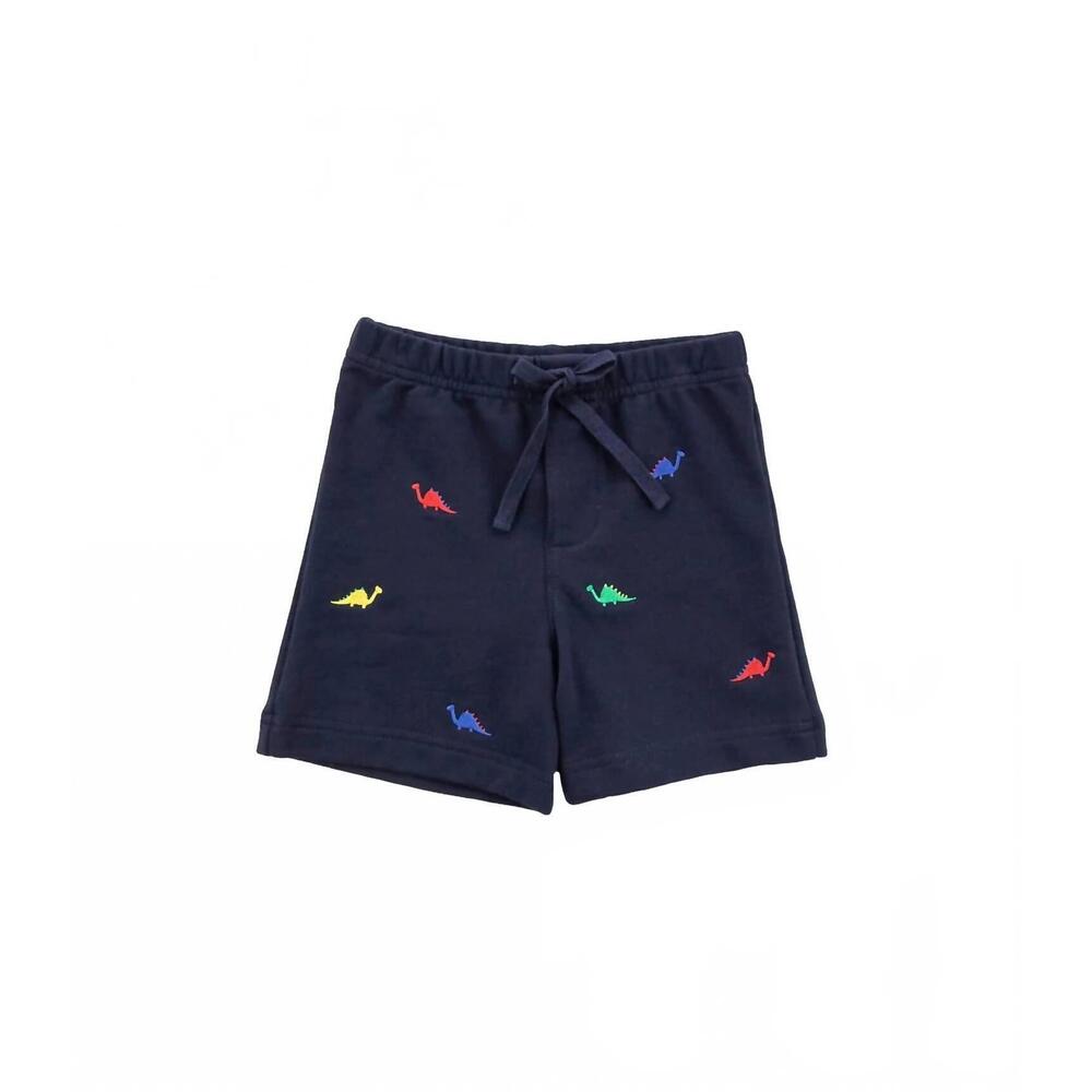 NEW FLORENCE EISEMAN kid's dinosaur knit pull on shorts in navy